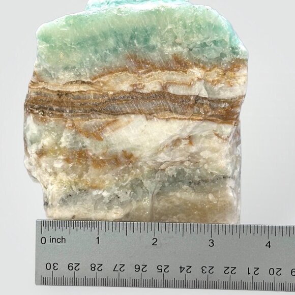 Large Caribbean Calcite, Rough Crystal Freeform, Pistachio Calcite, Raw Stone - Picture 9 of 16
